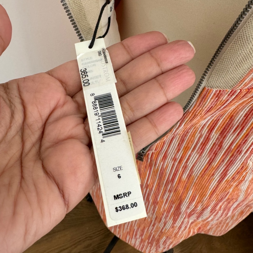 Alice + Olivia Deep Plunge Multi-color Mini Dress - Size 6 - Picture 4 of 13